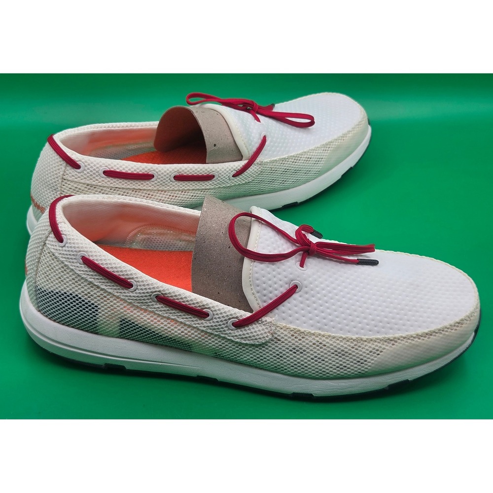 Swims Mens Breeze Wave Loafer White Red Mesh Boat Shoes 21244-979 Size 11
